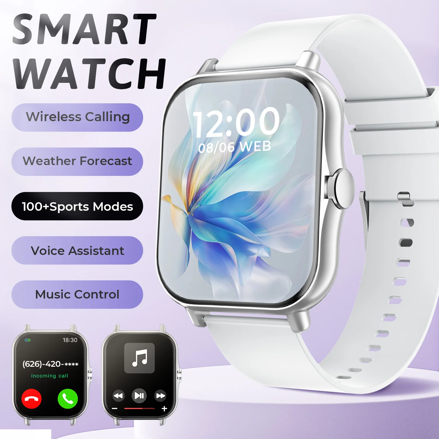 새로운 Smartwatch BT 통화 건강 및 수면 모니터링 1.83''HD 스크린 키즈 스마트 시계 여성 남성을위한 방수 Fashoin 스포츠 팔찌
