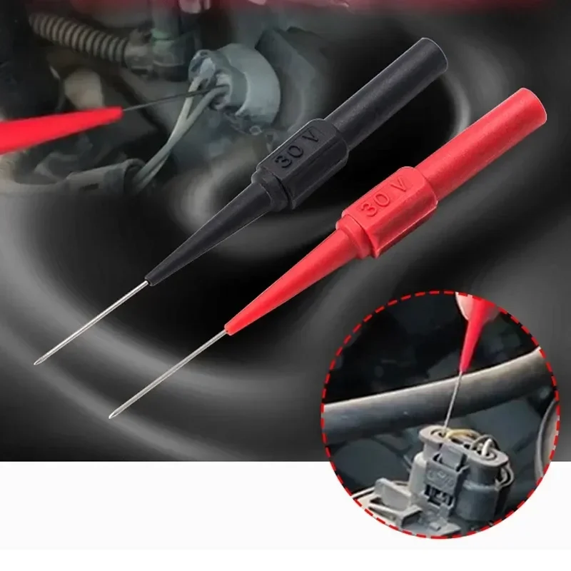 바나나 플러그용 절연 피어싱 바늘, 비파괴 멀티미터 테스트 프로브, 레드, 블랙, 30V-60V, 1 개, 2 개
