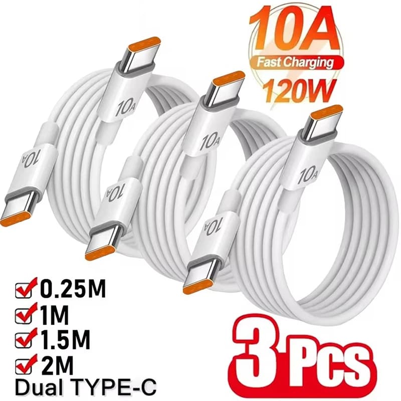 1/3개 10A 케이블 120W 초고속 충전 타입 C to 타입 C 케이블 고속 데이터 전송 아이폰 삼성 샤오미 충전 케이블
