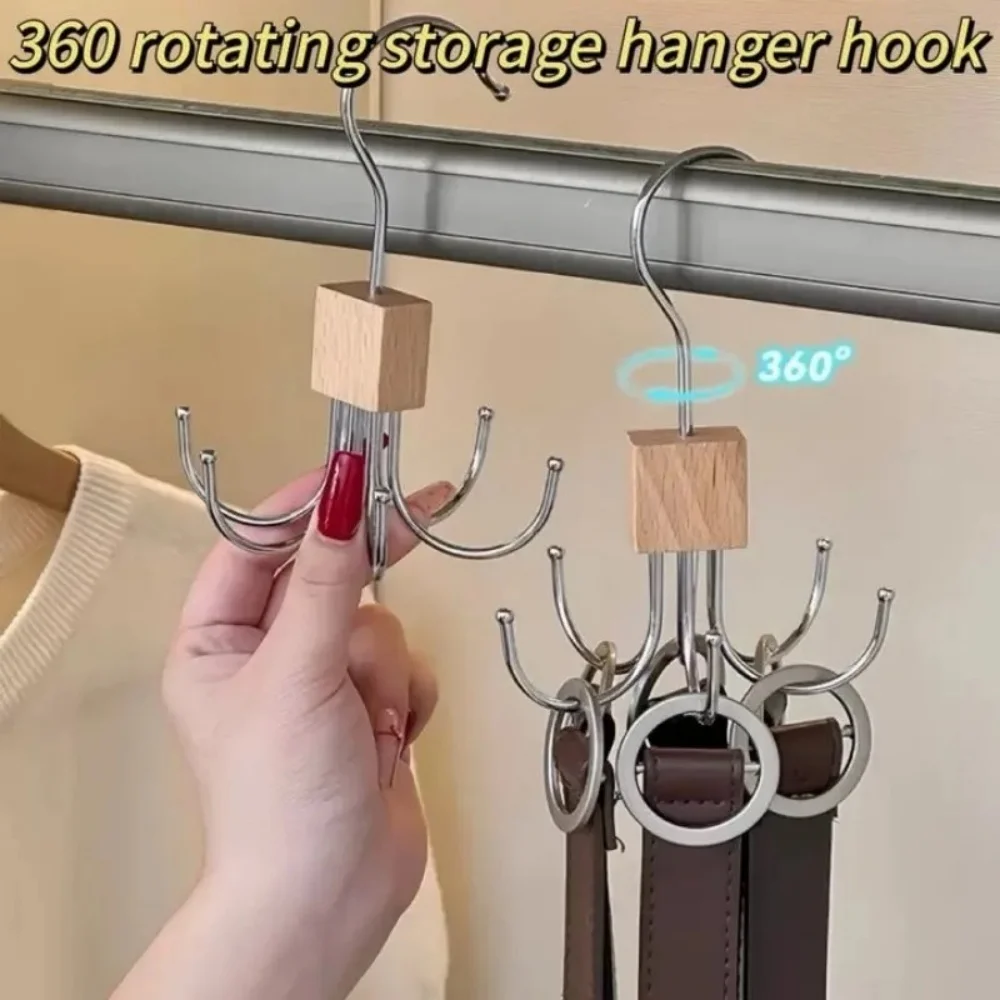 360 ° 회전 벨트 걸이 후크 내구성 있는 벨트 랙 정리대 (벨트, 스카프, 브라, 넥타이용) 가정/기숙사 수납 걸이 옷장 정리대