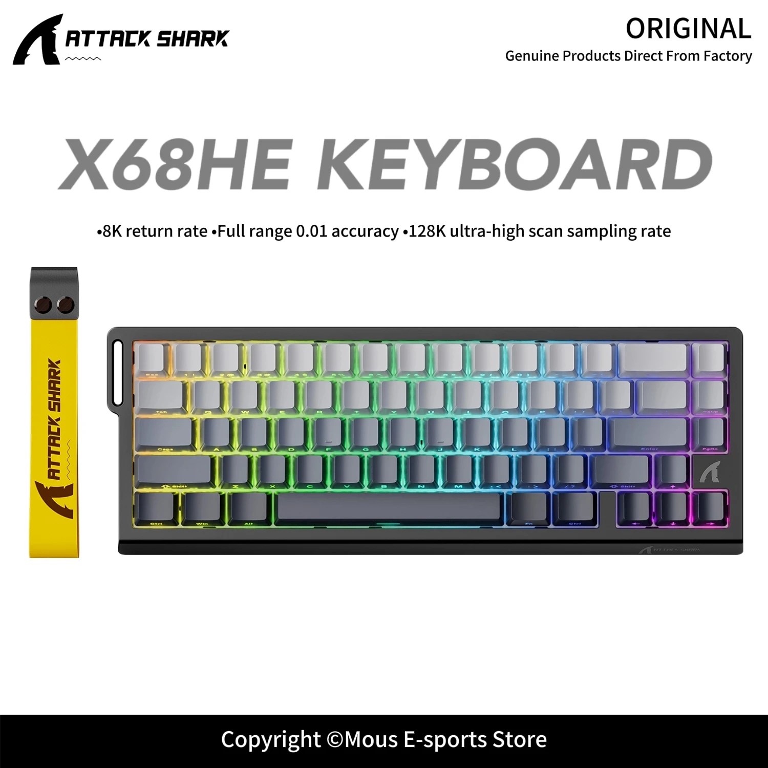X68HE ATTACK SHARK X68PRO RGB 마그네틱 기계식 키보드 0.01mm RT 정확도 128K 레이트 0.125ms 및 8000Hz e스포츠용