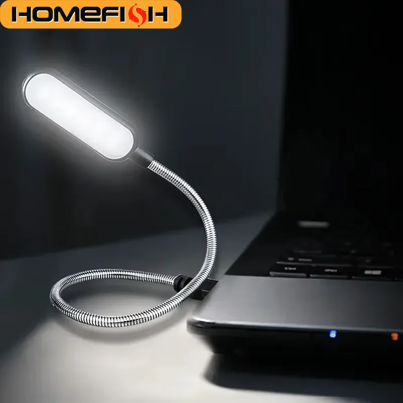 홈피쉬 1개 미니 USB LED 라이트 북라이트 유연한 독서등 휴대용 야간등 파워뱅크 노트북 PC 컴퓨터용