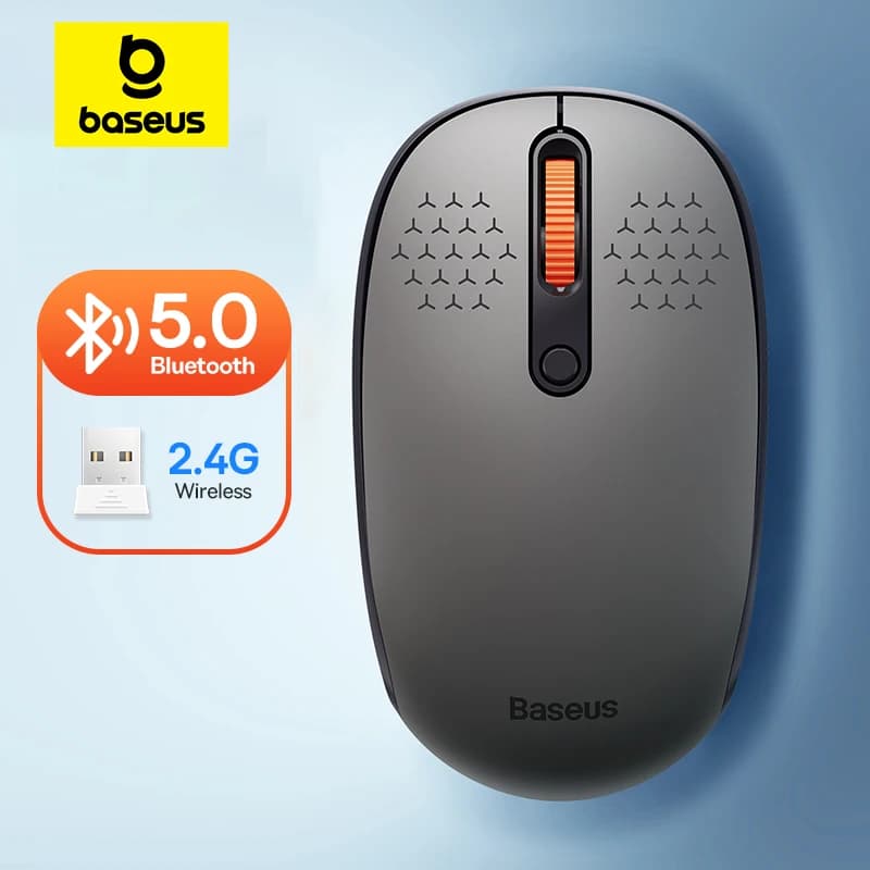 Baseus 마우스 블루투스 무선 컴퓨터 PC MacBook 태블릿 노트북 마우스 용 2.4GHz USB 나노 수신기가있는 1600 인치 당 점 자동 마우스