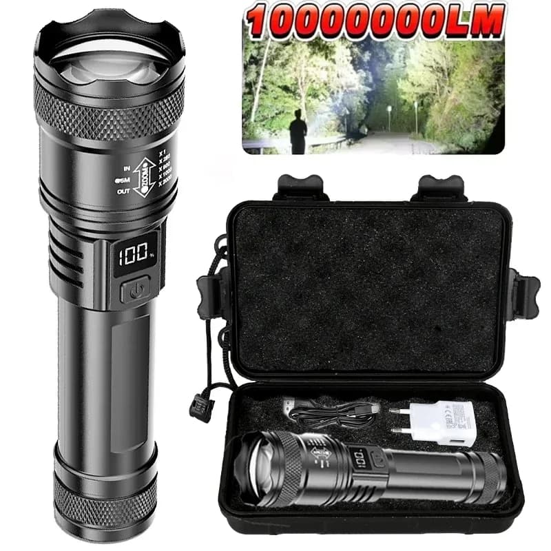 2000LM 울트라 브라이트 P50 LED 손전등 전술 EDC 비상 스포트라이트 텔레스코픽 줌 핸드헬드 토치(14500/18650 배터리 포함)