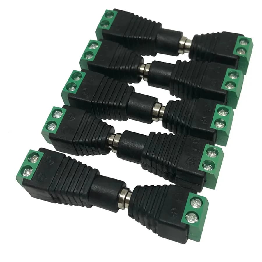 5 쌍 DC 12V 여성 및 남성 커넥터 5.5x2.1mm 전원 플러그 어댑터 잭 소켓 신호 색상 LED 스트립 빛 CCTV 카메라