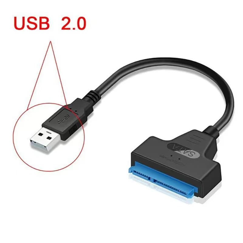 새로운 SATA-USB 2.0 케이블, 2.5인치 외장 HDD/SSD 하드 드라이브 어댑터 케이블, 컴퓨터 연결 컨버터