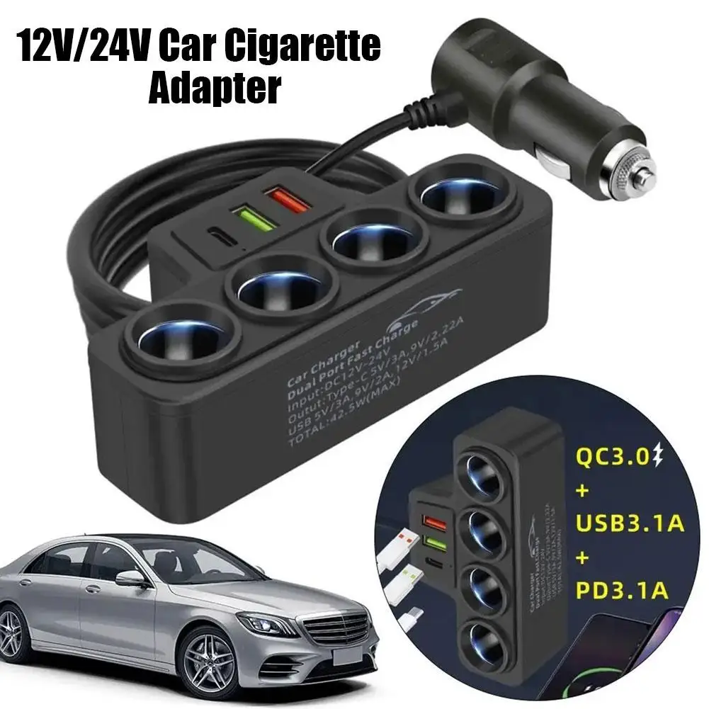 PD QC3.0 듀얼 USB 소켓 120W 자동차 시가 라이터 분배기 12V 24V 빠른 충전기 플러그 자동차 DVR Dashcam에 대 한 전화 전원 어댑터