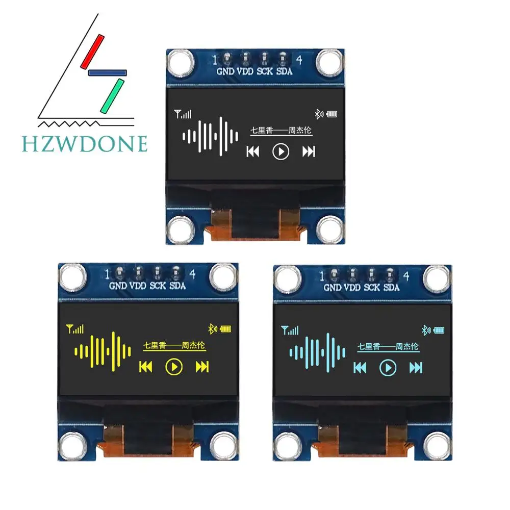 아두이노용 OLED 디스플레이 모듈, SSD1306 I2C IIC SPI 시리얼, 128x64 LCD, 4 핀 옐로우 블루 화이트 블루, 핀 헤더 납땜, 0.96 인치