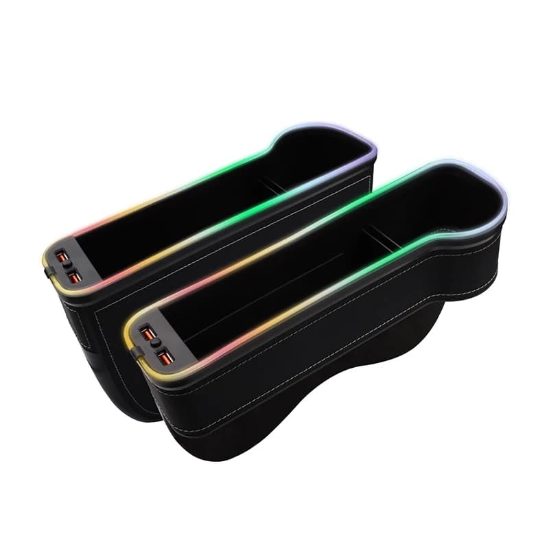자동차 좌석 갭 필러 컵 홀더 7 색 변경 LED 자동차 틈새 스토리지 주최자 상자 2Usb 충전기 자동차 액세서리
