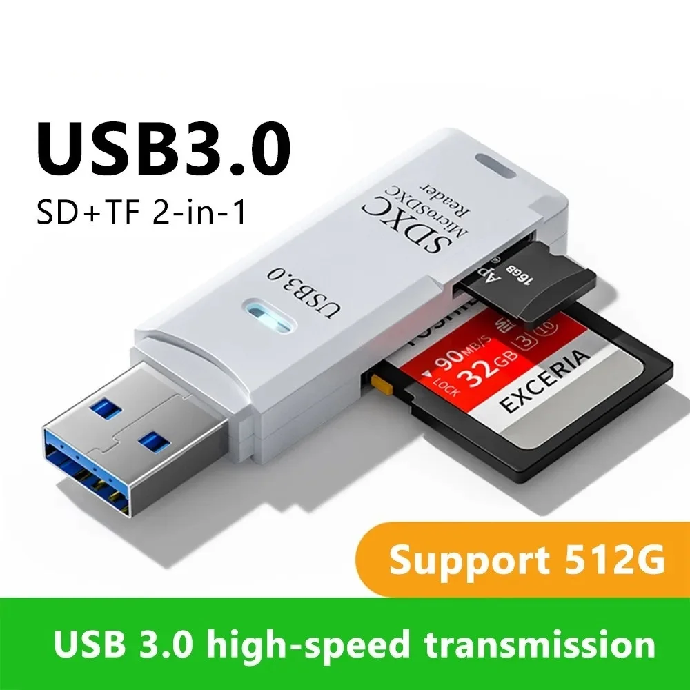 2 IN 1 USB 3.0 /USB 2.0 카드 리더기 SD TF 카드 메모리 카드 리더기 고속 스마트 카드 리더 어댑터 PC 노트북 액세서리용