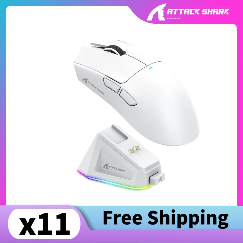 Attack Shark X11 무선 블루투스 트리플 모드 마우스 터치 스크린 자기 충전 도크 초경량 매크로 게임용 마우스