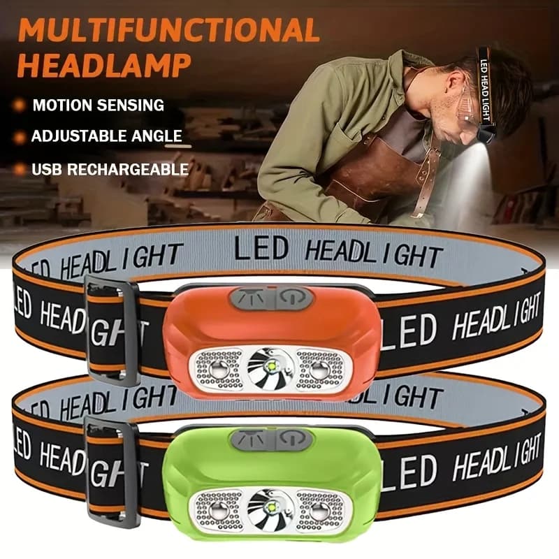 LED 센서 헤드램프 USB 충전식 LED 헤드 토치 내장 배터리 헤드 플래시라이트 야외 캠핑 낚시 헤드라이트 랜턴