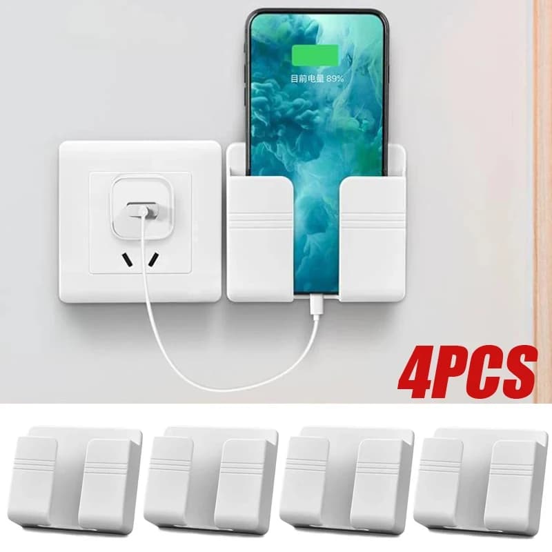 1-4pcs 벽 마운트 스토리지 박스 다기능 펀치 무료 주최자 TV 원격 제어 DIY 휴대 전화 플러그 충전 홀더 스탠드