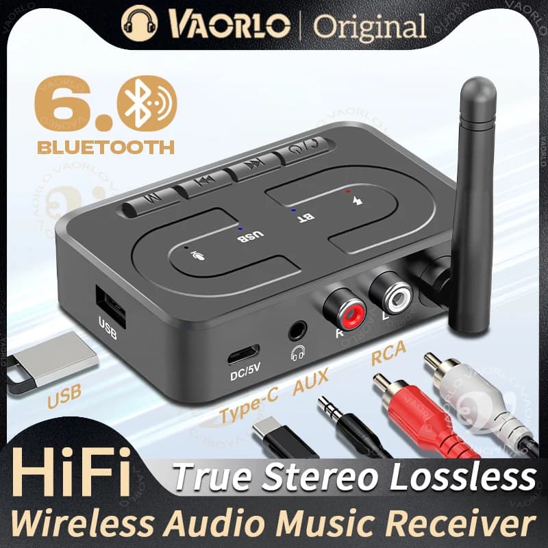 블루투스 6.0 오디오 리시버 USB U-디스크 음악 무선 어댑터 HD 마이크 안테나 포함 3.5mm AUX RCA HIFI 스테레오 차량용 스피커 앰프