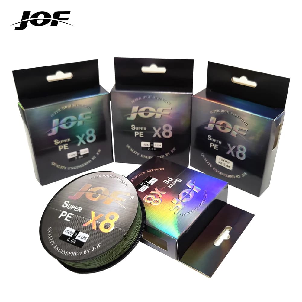 JOF 150M-500M 8 가닥 땋은 야외 낚시 라인 바다 낚시 얼음 낚시 강 낚시 바위 낚시 낚시 장비 20-100LB X8