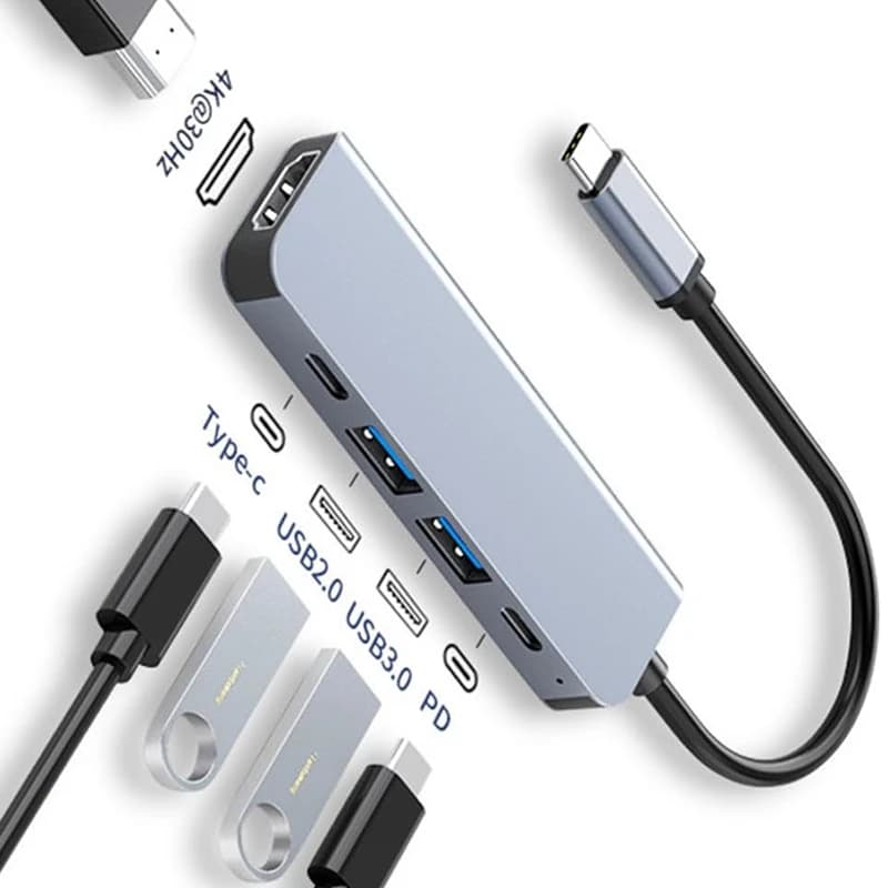 USB C 허브-4K HDMI 호환 USB 3.0 2.0 MacBook iPad 용 유형 C PD 충전 도크 Samsung S10 Dex TV 마우스 키보드 U 디스크
