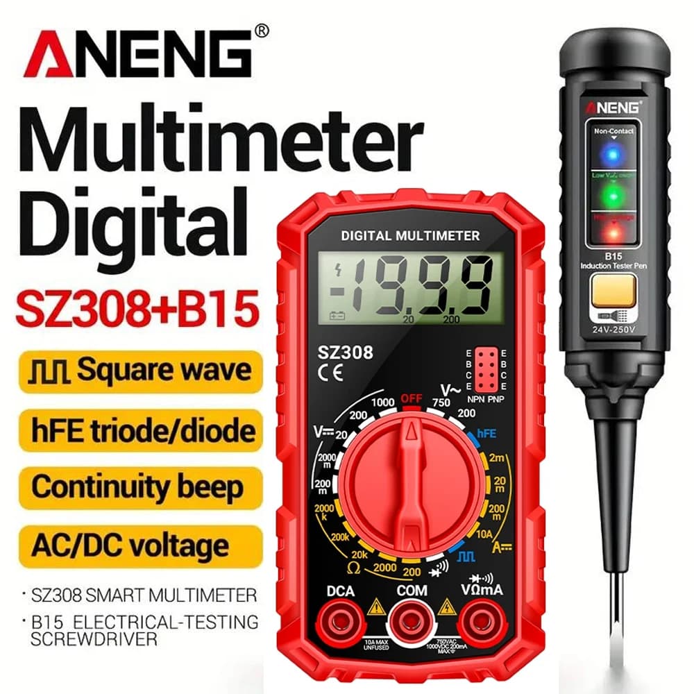 멀티미터 테스터 펜 ANENG 멀티미터 1999 카운트 24-250V 전압 감지기 진단 브레이크포인트 탐지기