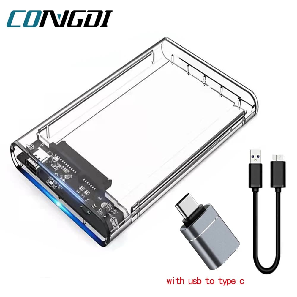 USB 3.0 HDD 인클로저 2.5인치 SATA SSD 하드 드라이브 케이스(5Gbps 전송 속도 포함) 모바일 외부 하우징 하드 디스크 박스 케이블