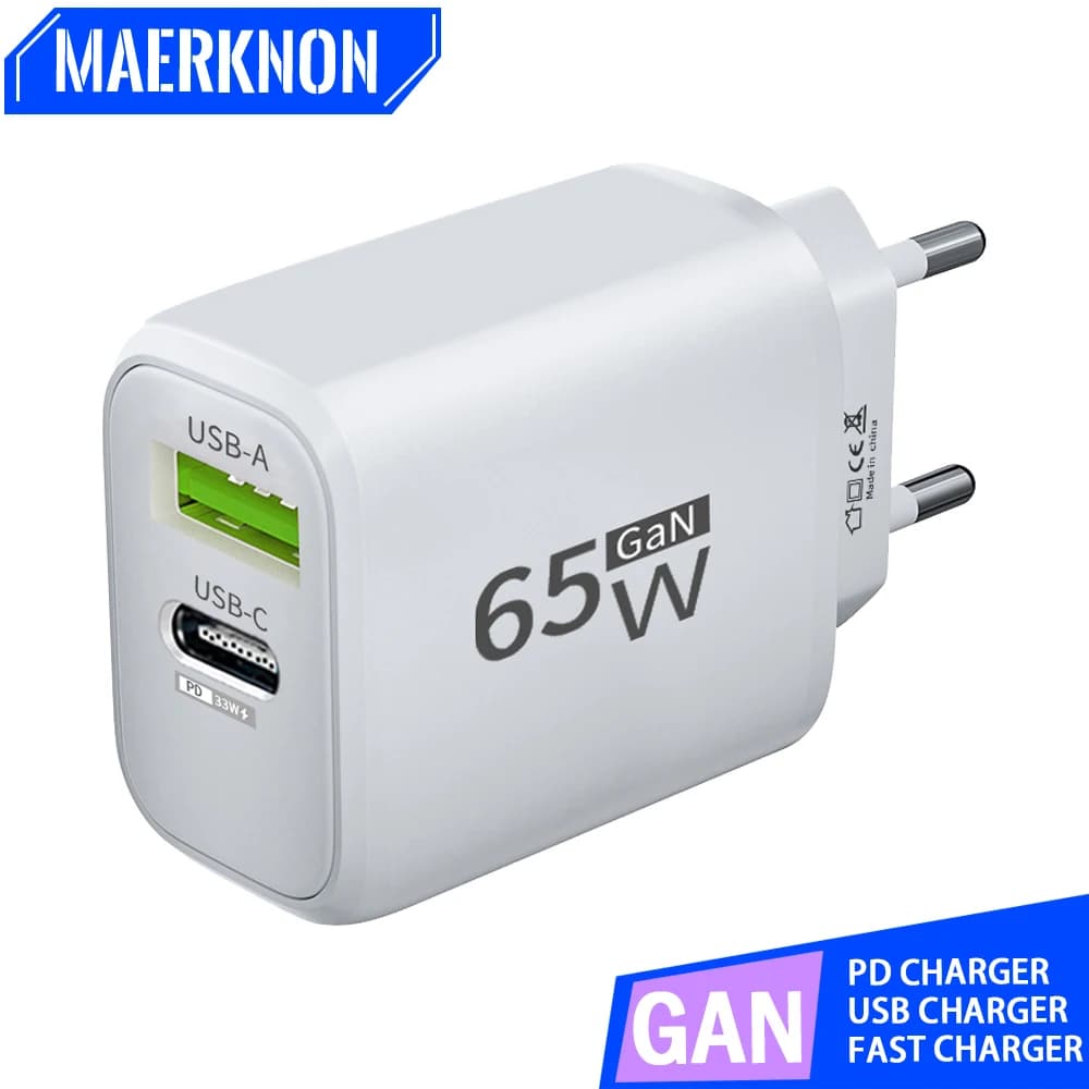 USB 충전기 65W GaN 유형 C 고속 충전 PD 전원 어댑터 iPhone 15 Xiaomi POCO Samsung Oneplus 용 빠른 충전기 3.0