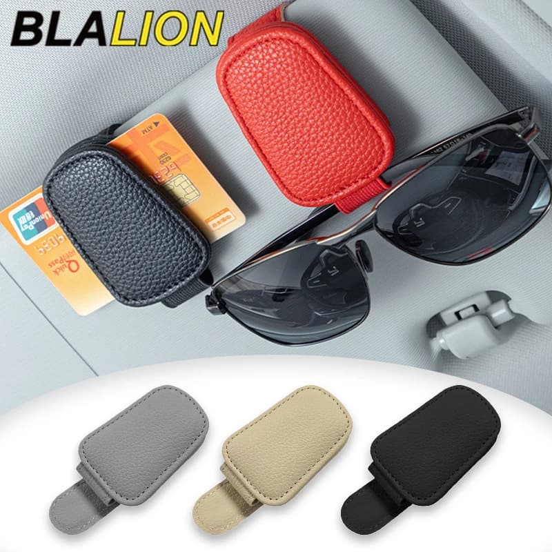 BLALION 자동차 선 바이저 클립 안경 카드 케이스 자동 선글라스 바이저 안경 홀더 선글라스 브래킷 홀더 PU 안경 지원