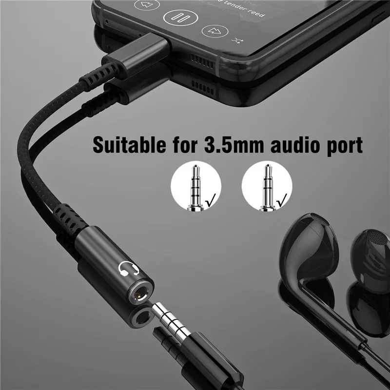 타입 C to 3.5mm AUX 어댑터 USB 타입-C 3.5 잭 오디오 케이블 이어폰 변환기 삼성 샤오미 레드미 포코 LG 화웨이 원플러스용