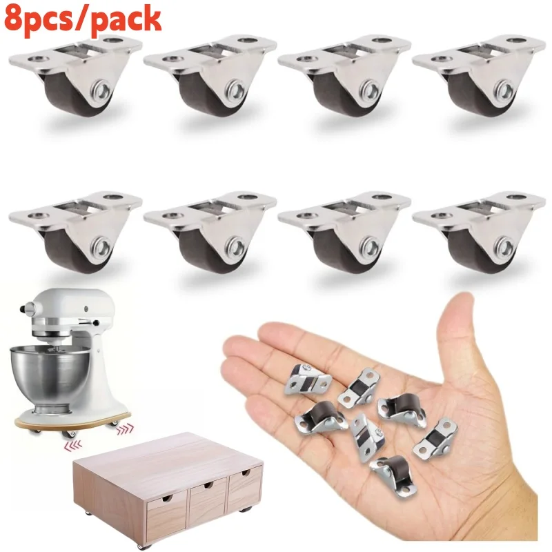 8pcs 다목적 자동 고무 캐스터 0.5 "미니 방향 휠 가구, 가전 제품, DIY 보관 상자 용 작은 선형 휠