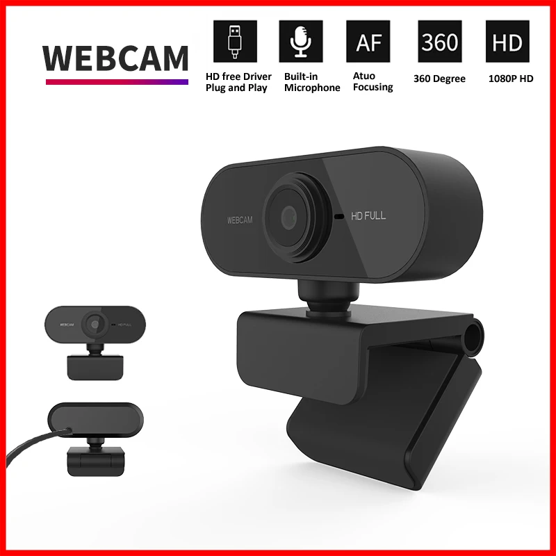 마이크가 포함된 1080P HD 미니 웹캠, USB 인터페이스는 라이브 화상 통화 회의에 적합한 노트북 데스크탑 컴퓨터를 지원합니다.