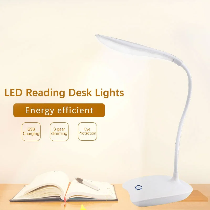 LED 데스크탑 책상 램프, USB 충전식 조명, 눈 보호 룸 야간 조명, 침실 침대 옆 학생 독서 램프