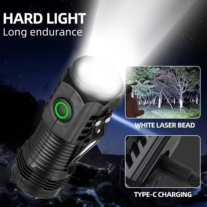 새로운 울트라 강력한 손전등 3 코어 LED 미니 전술 손전등 충전식 높은 전원 LED 토치 금속 펜 클립 핸드 램프