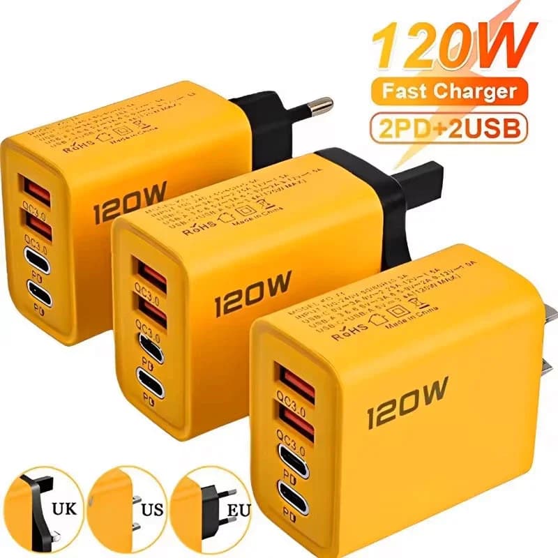 4 포트 USB C PD 충전기 빠른 충전 3.0 유형 C USB 전화 충전기 iPhone 16 15 용 고속 충전 어댑터 Samsung Xiaomi Huawei