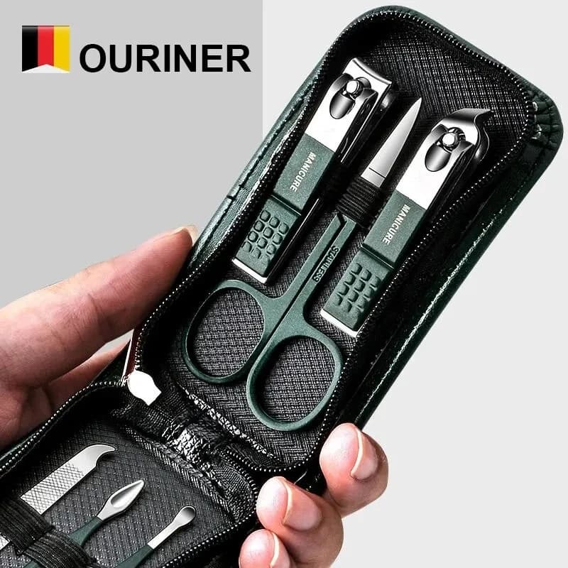 Ouriner 6-18Pcs 휴대용 매니큐어 세트 페디큐어 키트 밝은 검은 손톱깎이 세트 개인 관리 도구 눈썹 가위