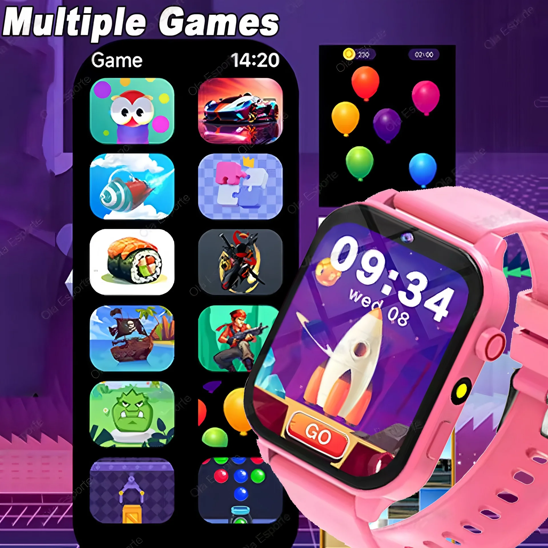 100+ 게임 스마트워치 어린이용 HD 화면 조명 음악 스마트워치 남아 여아 선물 아동 스마트워치 IOS 안드로이드 2025 신제품