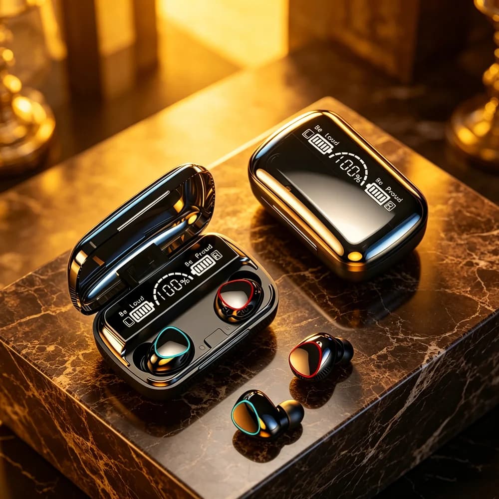 새로운 블루투스 헤드셋 M10 핸즈프리 LED 디스플레이 헤드셋 블루투스 HiFi 스테레오 음악 무선 이어플러그 방수 게임 헤드셋