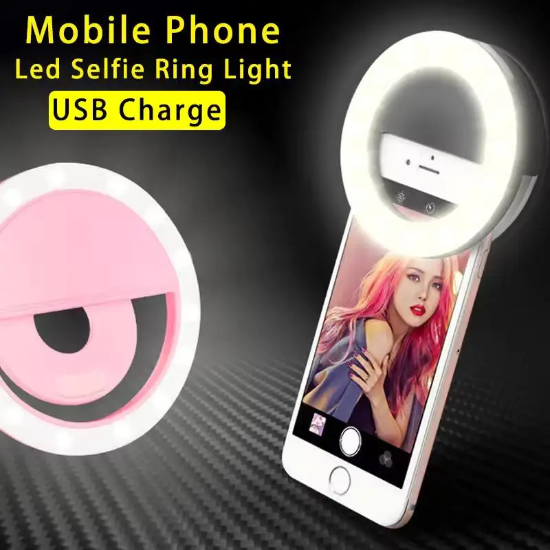 1pc USB 충전 케이블 LED 셀카 링 라이트 조정 가능한 밝기 전화 카메라 필 라이트 아이폰 삼성 Xiaomi 화웨이
