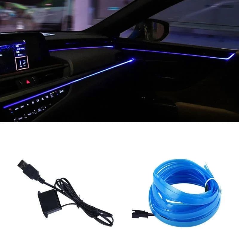 5M 자동차 실내 LED 스트립 라이트 EL 와이어 네온 무드등 USB 유연 장식 DIY 자동차 파티 분위기 램프 다이오드