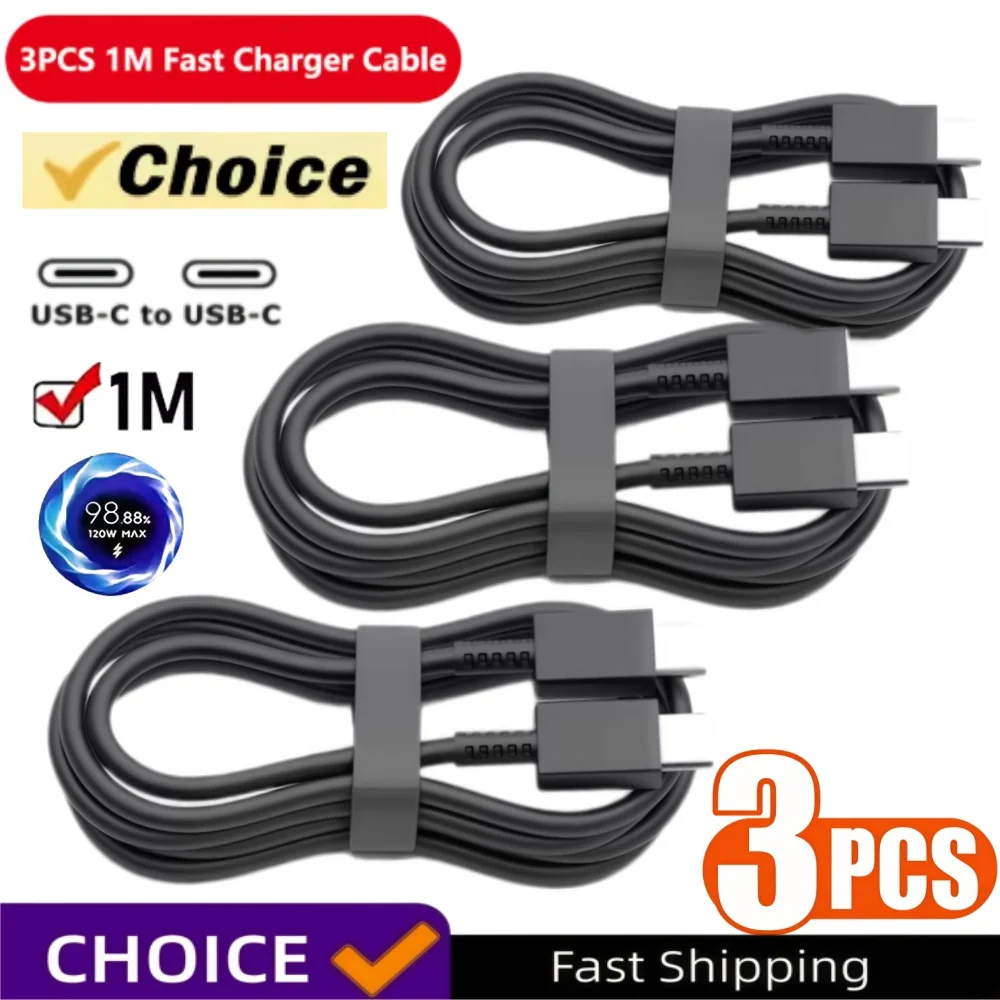 삼성 S22 S23 S24 S25 플러스 노트 울트라 A53 A54용 3개입 PD 100W USB C타입 고속 충전 케이블 (데이터 케이블)