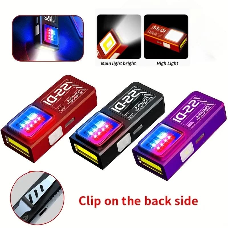LED COB 미니 손전등 USB 충전식 램프 토치 자석이 있는 휴대용 작업등 야외 비상 하이킹 낚시 랜턴