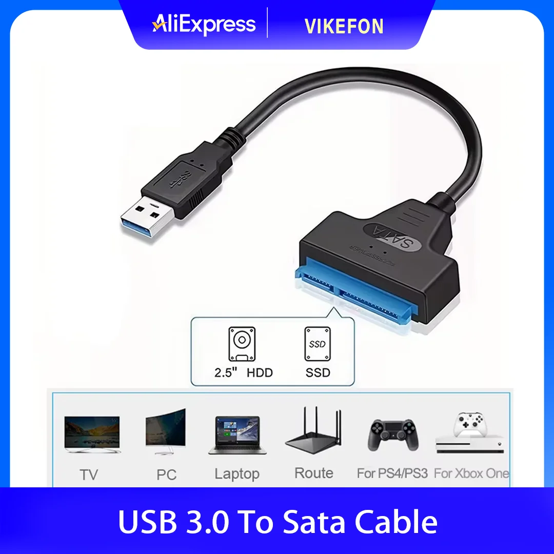 SATA to USB 3.0 / 2.0 케이블 최대 6Gbps 2.5인치 외장 HDD SSD 하드 드라이브 SATA 3 22핀 어댑터 USB 3.0 to SATA III 코드