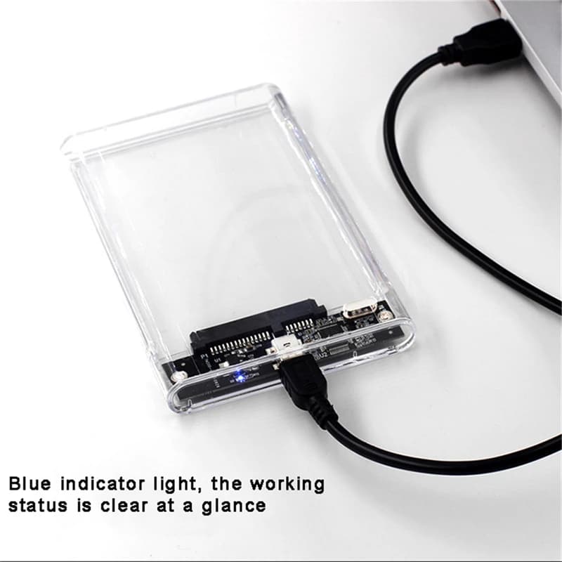투명 HDD 케이스 HDD 인클로저 2.5인치 SSD SATA-USB2.0 Type-C 어댑터 휴대용 외장 하드 드라이브 박스 도구가 필요 없는 제품