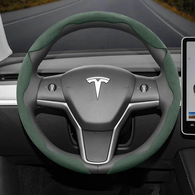 Tesla Anti-Slip 버클 세그먼트 스웨이드 스티어링 휠 커버에 적합 모델 3 Highland 2024 Y X S Juniper Cybertruck 액세서리 자동차 지능형 시스템에 적합