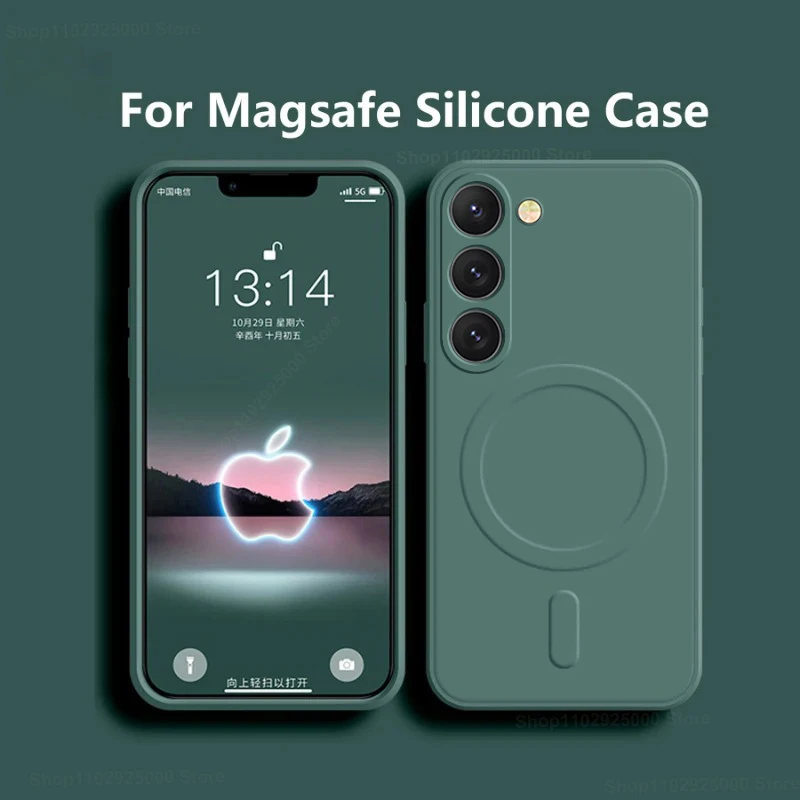 s25 케이스 Magsafe 마그네틱 무선 충전 케이스, 액체 실리콘 커버, 삼성 갤럭시 S25 S26 S24 S23 울트라 플러스 S25 울트라 소프트 케이스 s25울트라 케이스 갤럭시s25 울트라케이스 갤럭시s25 케이스
