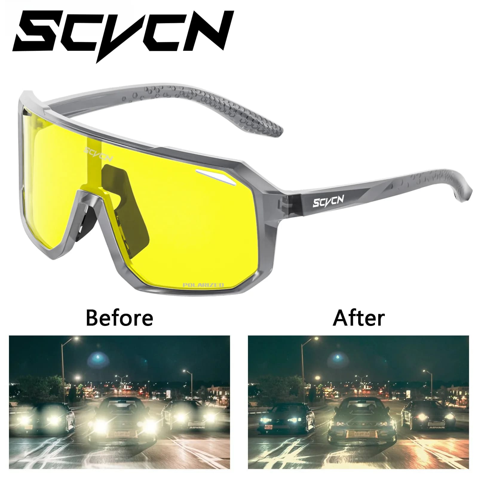 SCVCN 야간 투시경 사이클링 안경 운전용 안경 패션 편광 선글라스 Y2K UV400 안경 MTB 고글 남성용