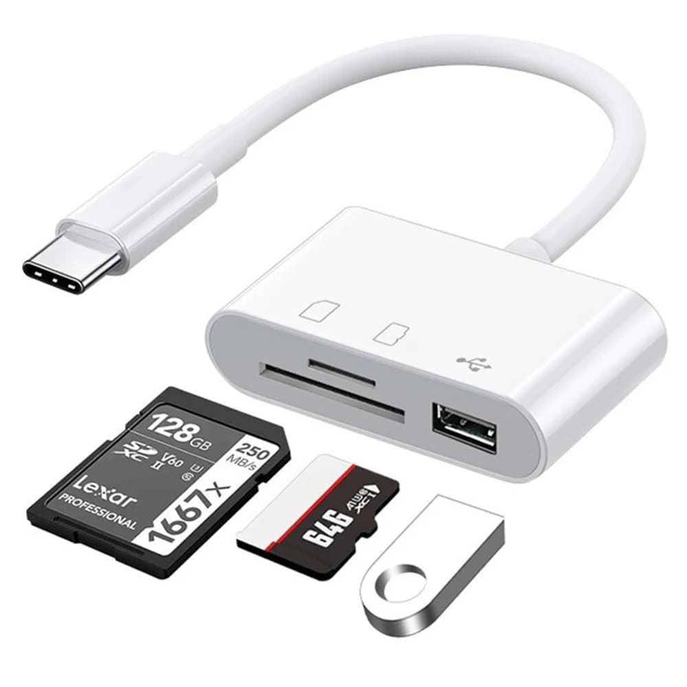 3 in 1 USB 허브 어댑터 타입 C 멀티 포트 TF CF SD 메모리 카드 리더 USB 컨버터 어댑터 (휴대폰, 맥북, 화웨이, 삼성, 오포용)
