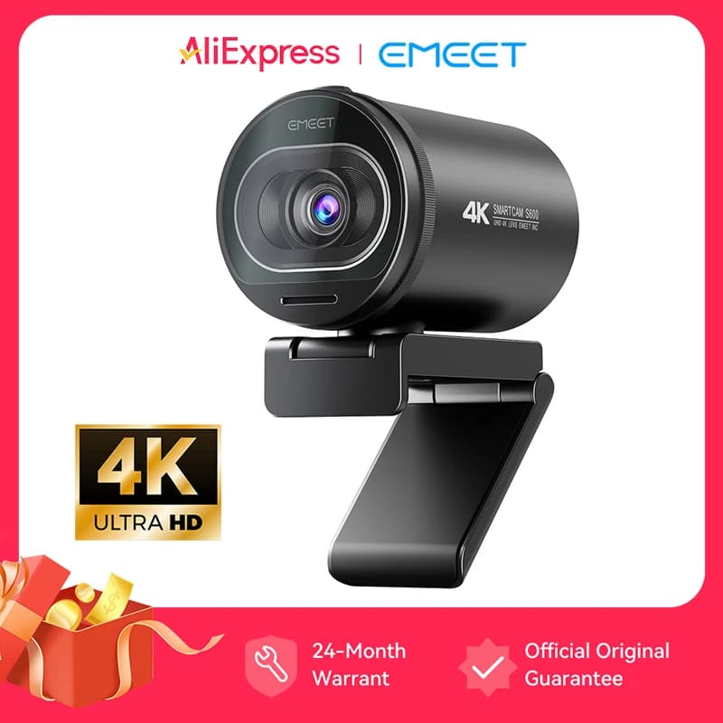 웹캠 4K 스트리밍 웹 카메라 1080P 60FPS USB 카메라 EMEET S600 자동 초점 라이브 스트림 카메라(Tiktok/YouTube용 마이크 포함)