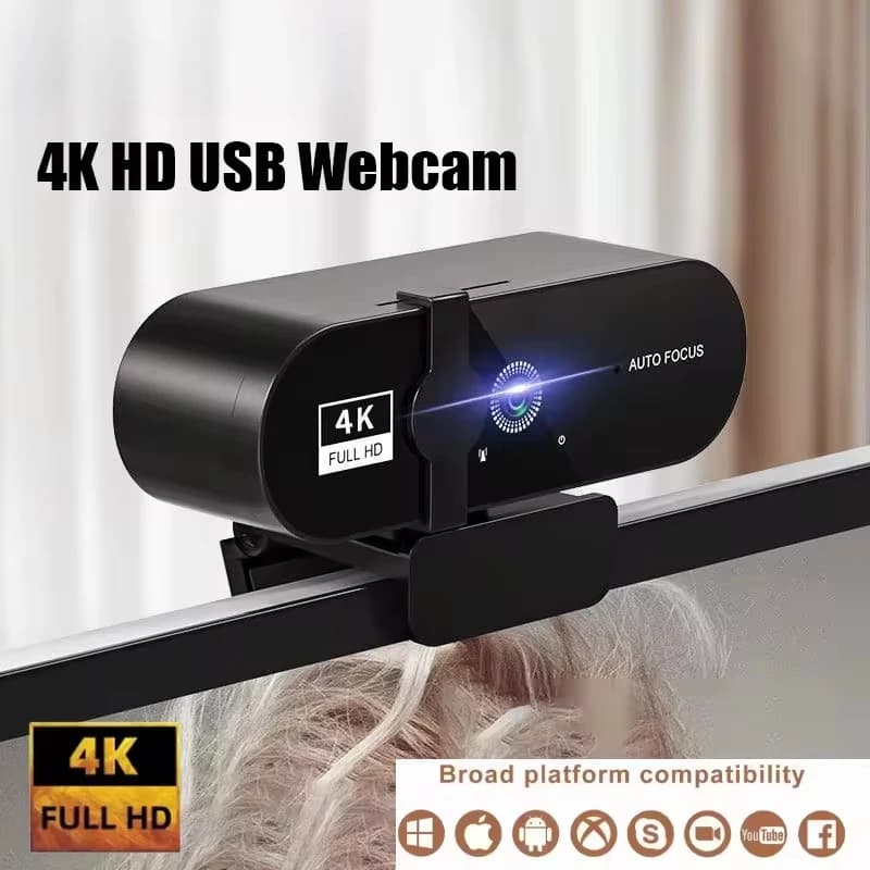 4K 웹캠 1080P 미니 카메라 2K 풀 HD 웹캠 (마이크 내장) 30fps USB 웹캠 (자동 초점 기능) PC 노트북 비디오 촬영 카메라