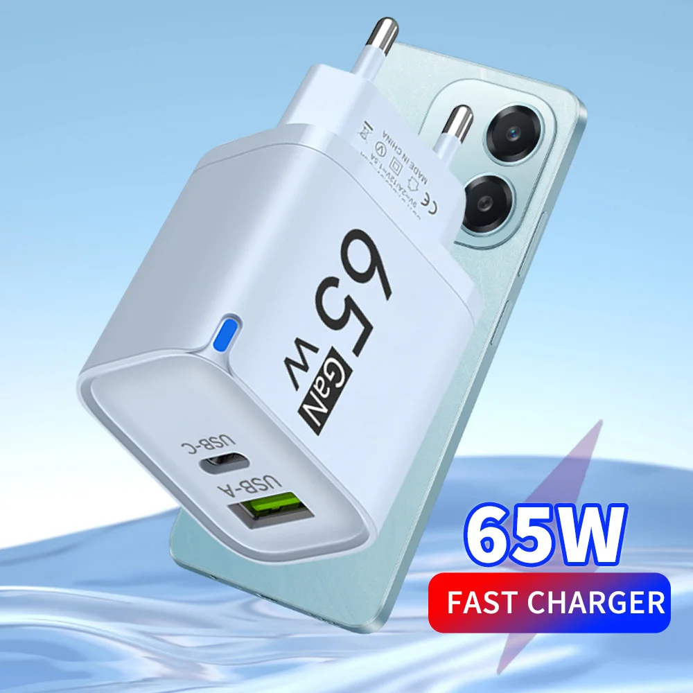 65W 고속 충전 USB 타입 C 충전기 GaN 모바일 폰 어댑터 아이폰 샤오미 화웨이 삼성 원플러스 고속 충전 어댑터