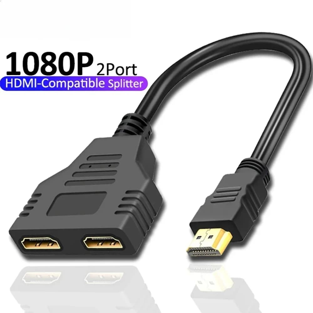 HD 1080P 듀얼 포트 1입력 2출력 케이블 HDMI 스플리터 남성-여성 HDTV 어댑터 노트북 TV 박스 모니터 HDMI 호환 스플리터
