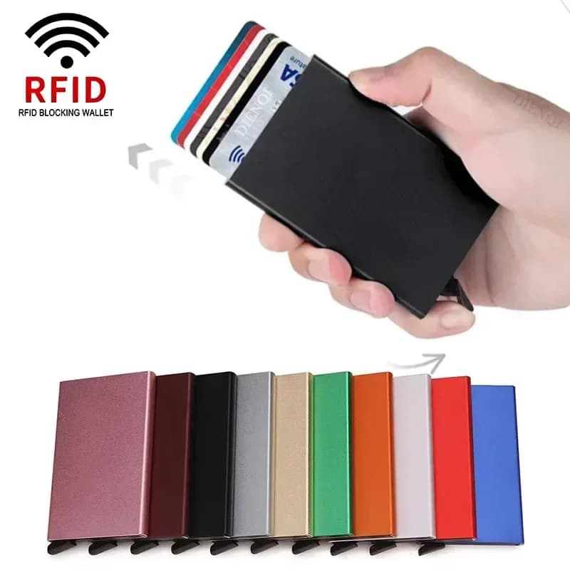 작고 실용적인 팝업 미니멀리스트 스마트 지갑 얇고 슬림한 RFID 신용카드 홀더 남녀용 메탈 지갑 미니 지갑