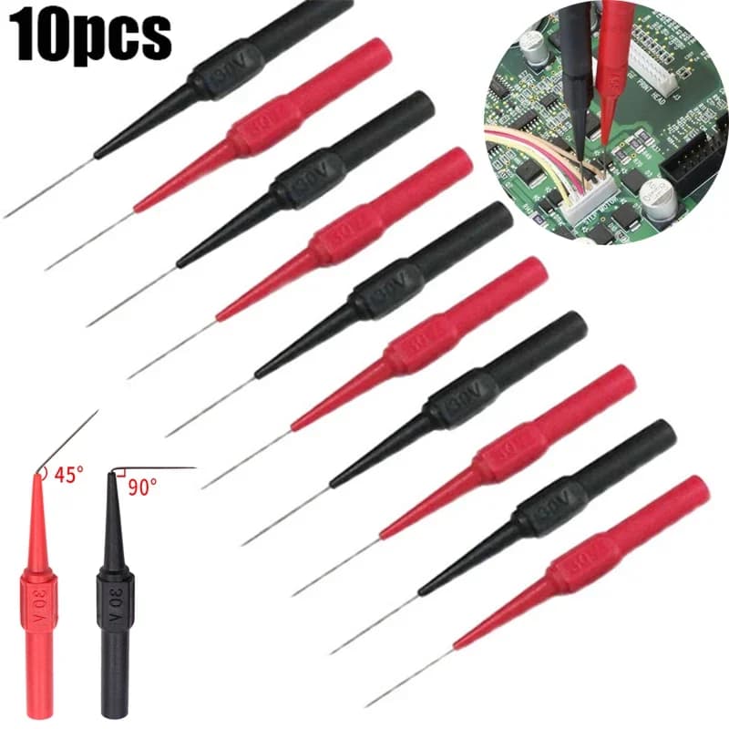 10Pcs 30V 진단 도구 멀티 미터 테스트 리드 확장 백 피어싱 바늘 팁 프로브 자동차 자동차 테스트 프로브 키트 0.7MM