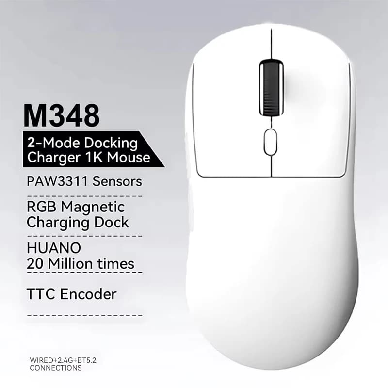M348 2.4G 무선 마우스 충전식 500mAh 블루투스 호환 마우스 게이머 블루투스 마우스(노트북/노트북/아이패드/태블릿용)